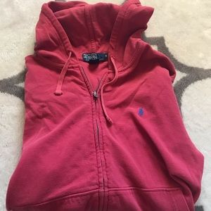 Ralph Lauren “polo” red hooded zip up jacket S